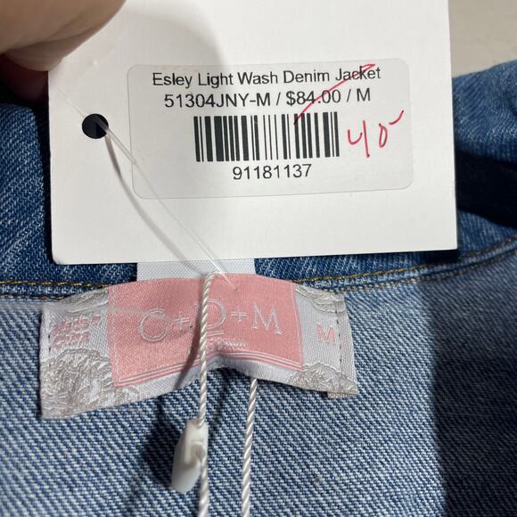 C+D+M Collection Womens Medium Esley Light Wash Denim Jacket Blue Button Up - Picture 7 of 8